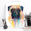 Pug watercolor painting print by Slaveika Aladjova