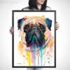 Pug watercolor painting print by Slaveika Aladjova