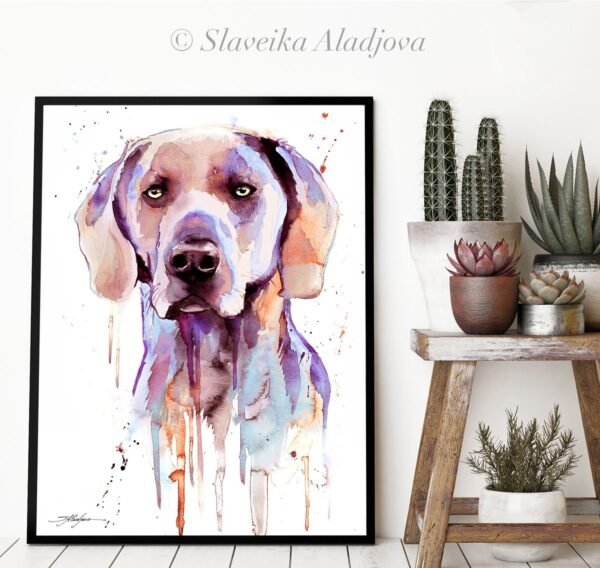 Purple Weimaraner1 Purple Weimaraner watercolor painting print by Slaveika Aladjova