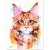 Maine Coon Cat Red Tabby watercolor painting print by Slaveika Aladjova