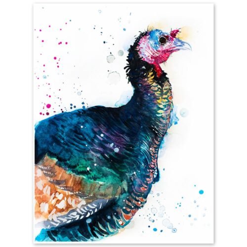 Turkey bird watercolor painting print by Slaveika Aladjova