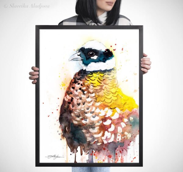 Reeves's Pheasant watercolor painting print by Slaveika Aladjova