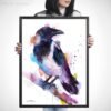 13prints Hooded crow watercolor painting print by Slaveika Aladjova