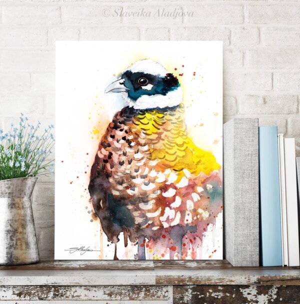 Reeves's Pheasant watercolor painting print by Slaveika Aladjova