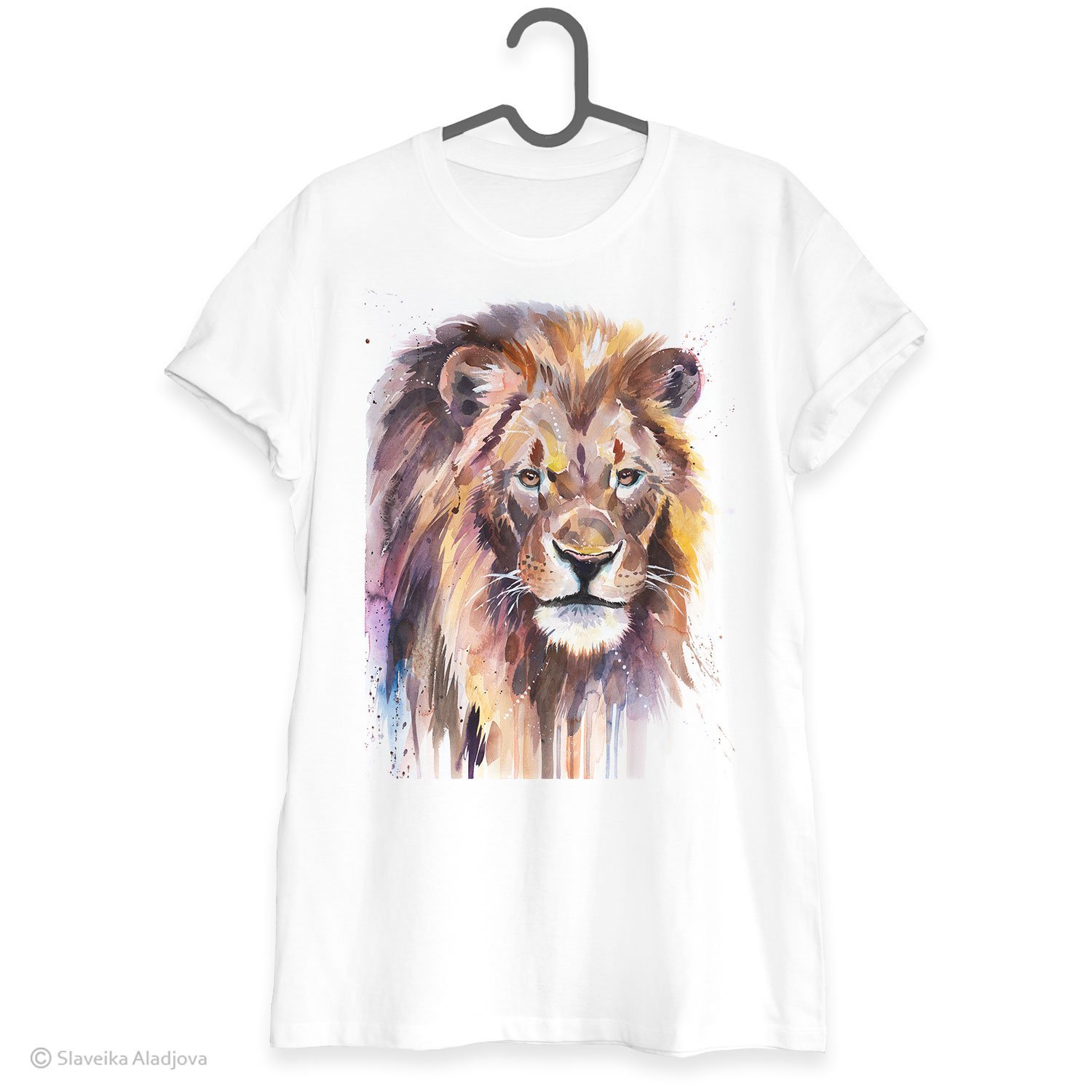 African Lion art T-shirt. Art by Slaveika Aladjova.