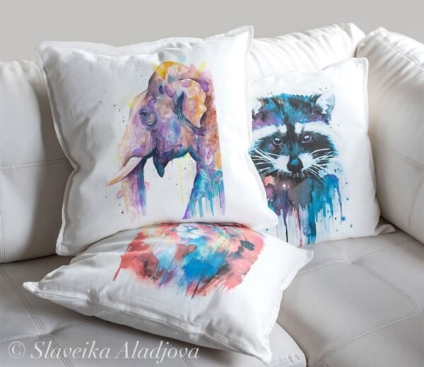 Asian Elephant Head art Pillow case