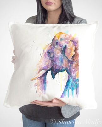 Asian Elephant Head art Pillow case
