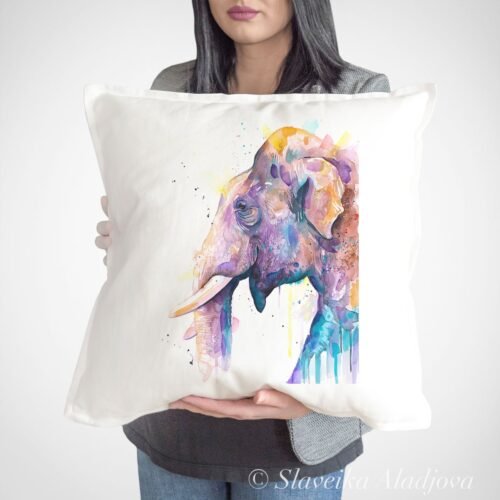 Asian Elephant Head art Pillow case