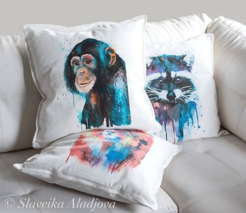 Baby Chimp Chimpanzee art Pillow case