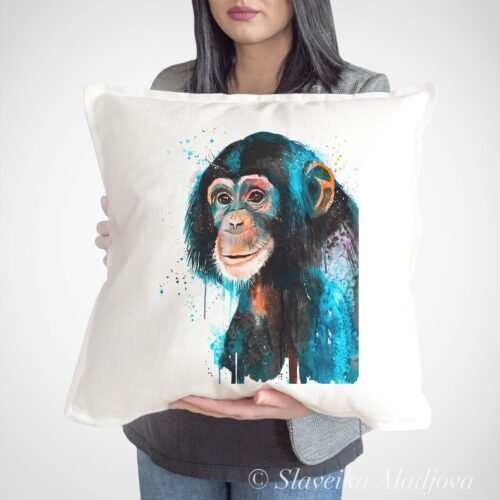 Baby Chimp Chimpanzee art Pillow case