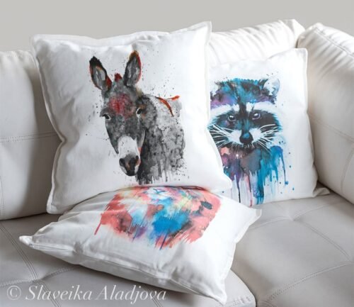 Black and white Donkey Art Pillow case