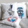 Black and white Hare rabbit art Pillow case