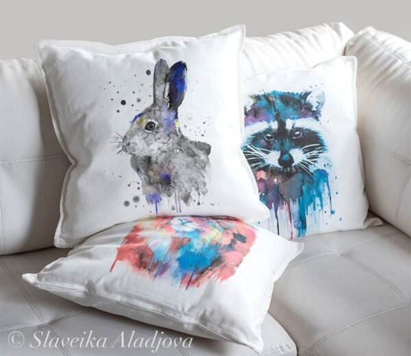 Black and white Hare rabbit art Pillow case