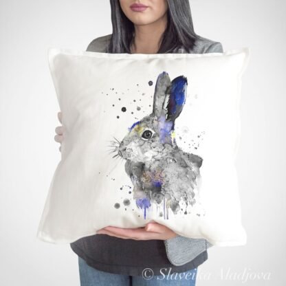 Black and white Hare rabbit art Pillow case