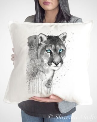 Black and white Puma art Pillow case