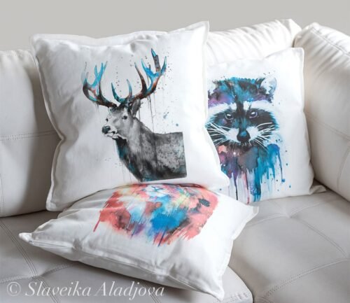 Black and white Red Deer art Pillow case