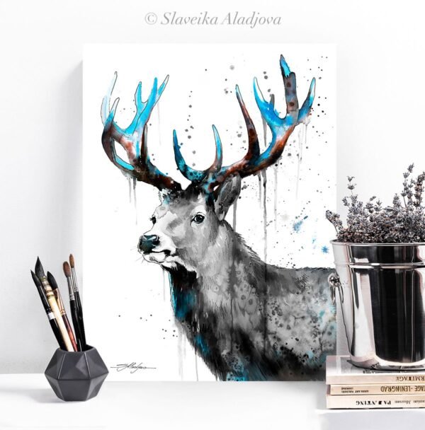 Black and white Red Deer