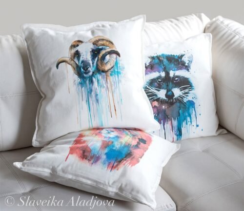 Blue American black bear art Pillow case