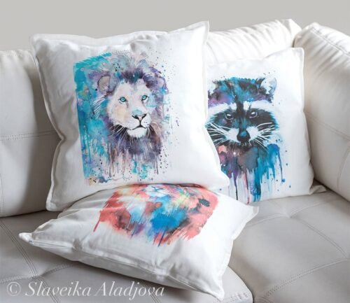 Blue Lion art Pillow case
