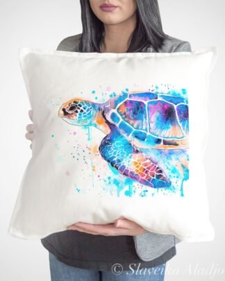Blue Sea turtle art Pillow case
