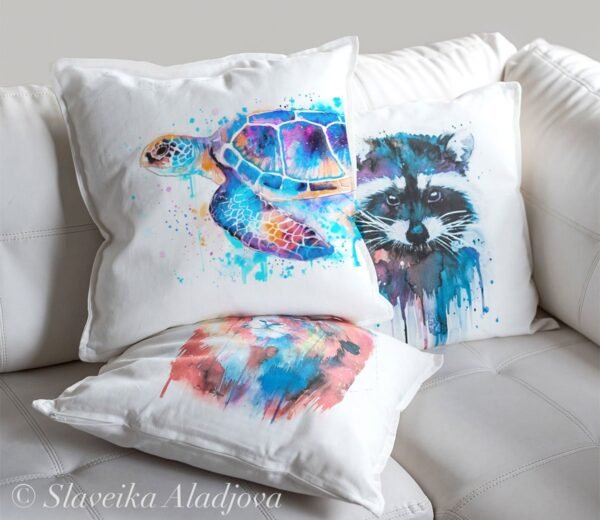 Blue Sea turtle art Pillow case