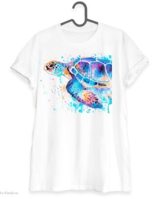Blue Sea turtle art T-shirt