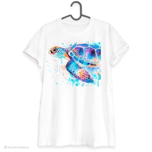 Blue Sea turtle art T-shirt