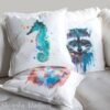 Blue Seahorse art Pillow case