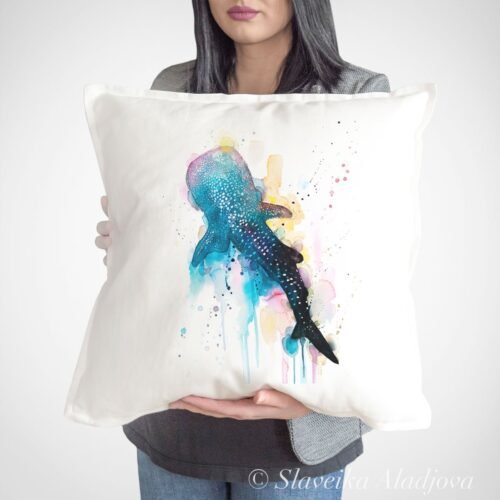 Blue Whale shark art Pillow case Blue Whale shark art Pillow case