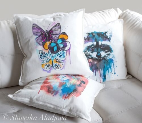 Blue and Purple Butterfly art Pillow case