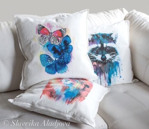 Blue and Red Butterfly art Pillow case
