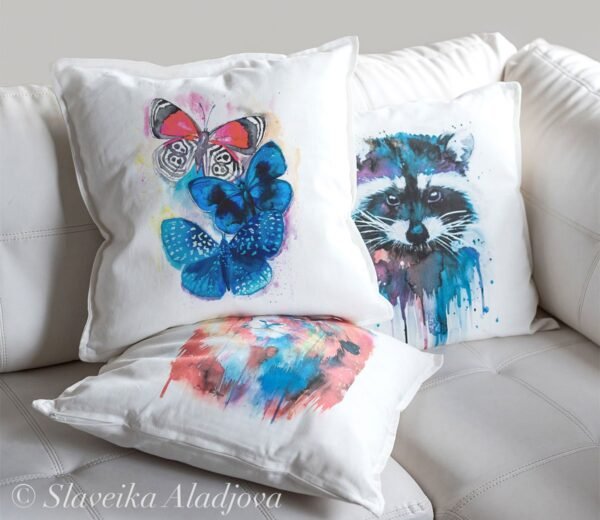 Blue and Red Butterfly art Pillow case