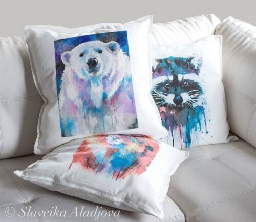 Blue polar bear Pillow case