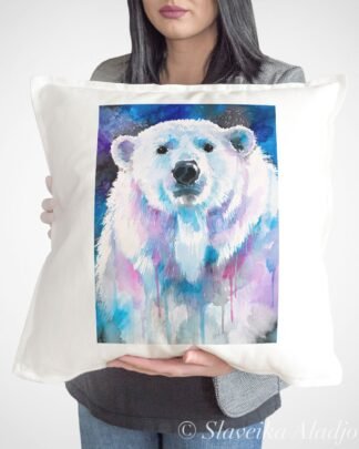 Blue polar bear Pillow case