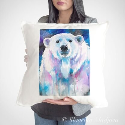 Blue polar bear Pillow case