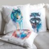 Blue wolf art Pillow case