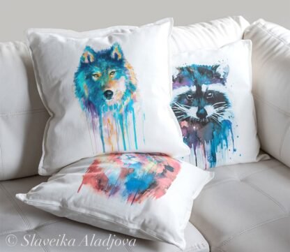 Blue wolf art Pillow case