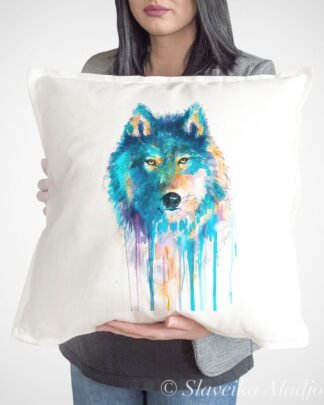 Blue wolf art Pillow case