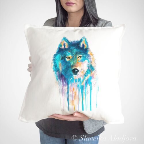 Blue wolf art Pillow case2 Blue wolf art Pillow case