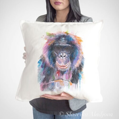 Bonobo art Pillow case2 Bonobo art Pillow case