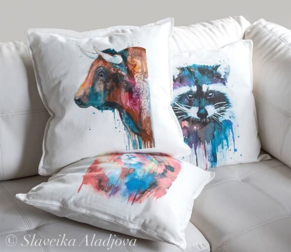Brown Bull art Pillow case