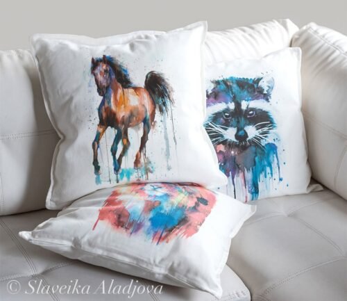 Brown and Black Horse art Pillow case