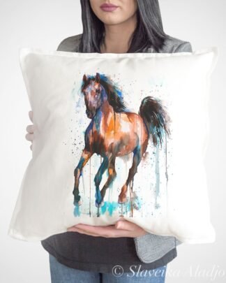 Brown and Black Horse art Pillow case