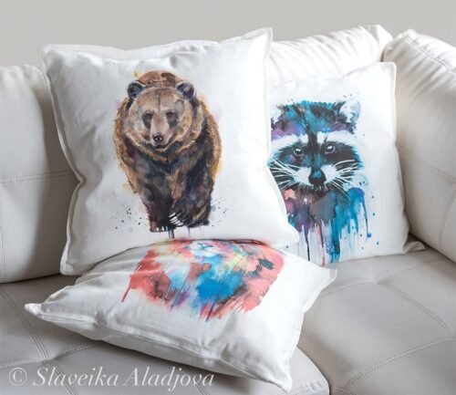 Brown bear art Pillow case