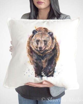 Brown bear art Pillow case