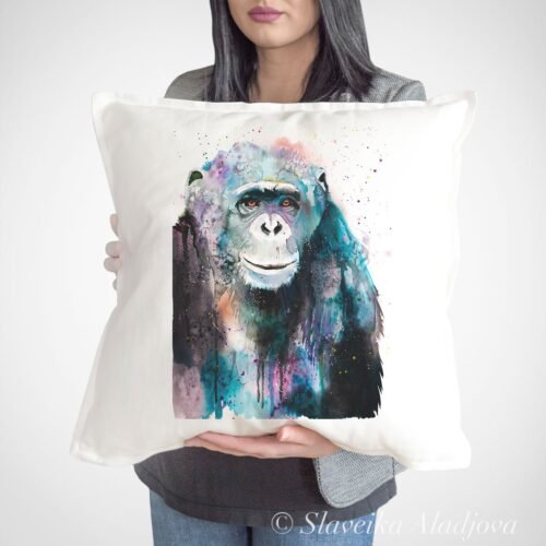 Chimp Chimpanzee art Pillow case