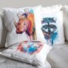 Colorful Rhino art Pillow case