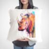 Colorful Rhino art Pillow case