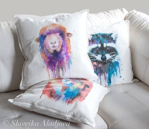 Colorful Sheep art Pillow case