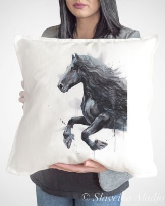 Friesian horse art Pillow case